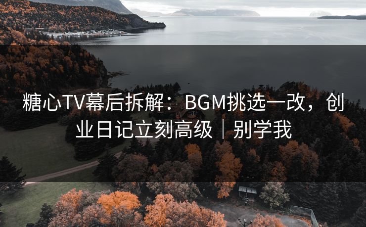 糖心TV幕后拆解：BGM挑选一改，创业日记立刻高级｜别学我